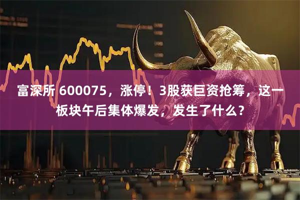 富深所 600075，涨停！3股获巨资抢筹，这一板块午后集体爆发，发生了什么？