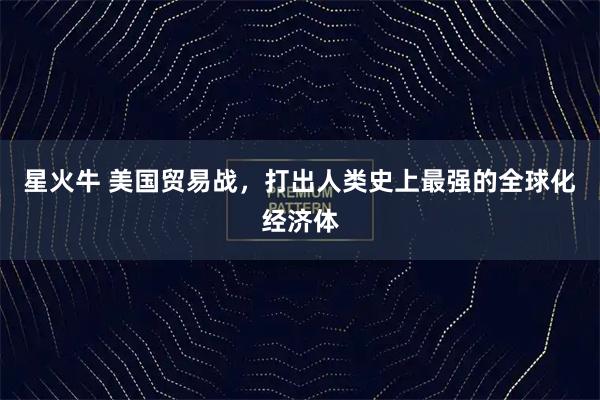 星火牛 美国贸易战，打出人类史上最强的全球化经济体
