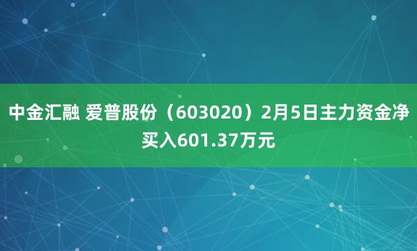 中金汇融 爱普股份（603020）2月5日主力资金净买入601.37万元